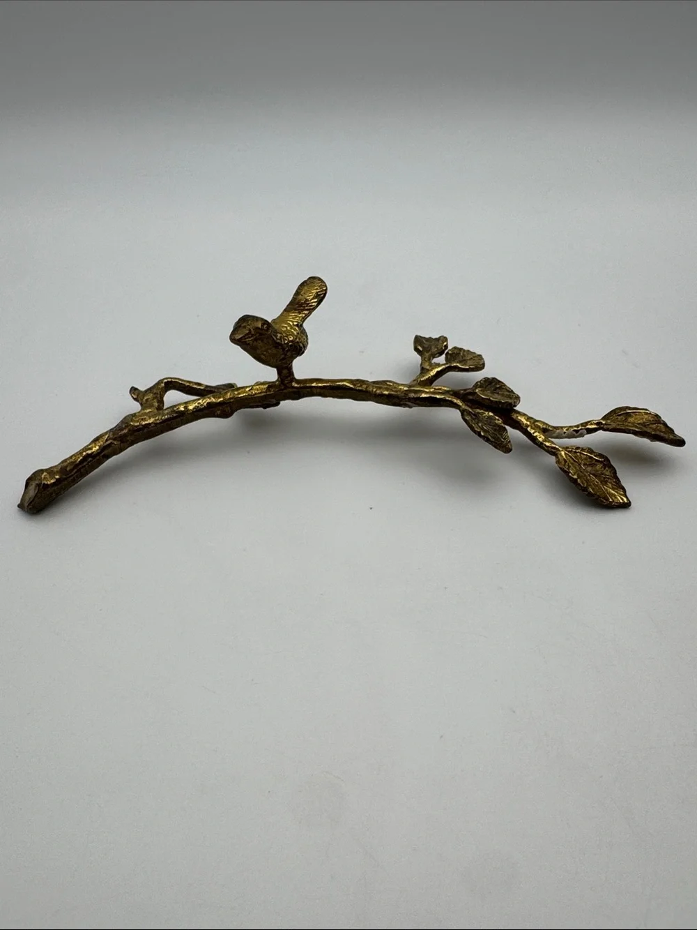 Decorative Brass Bird on Branch Wall Accent - Gold